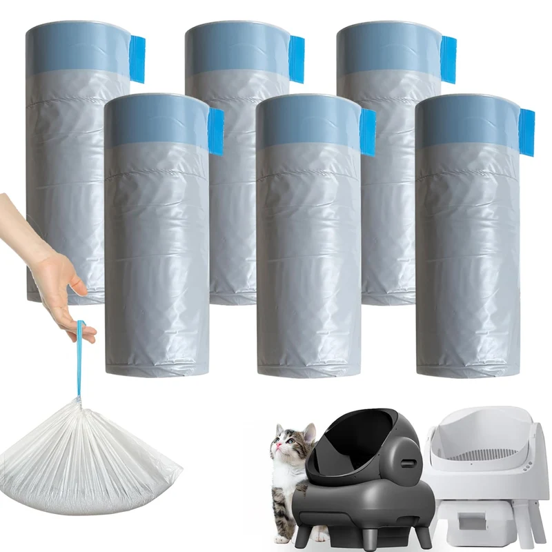 CoveCozy Sacs Litière – 120 Sacs Compatibles M1 et Litière à Ouverture en Haut (6 Rouleaux)