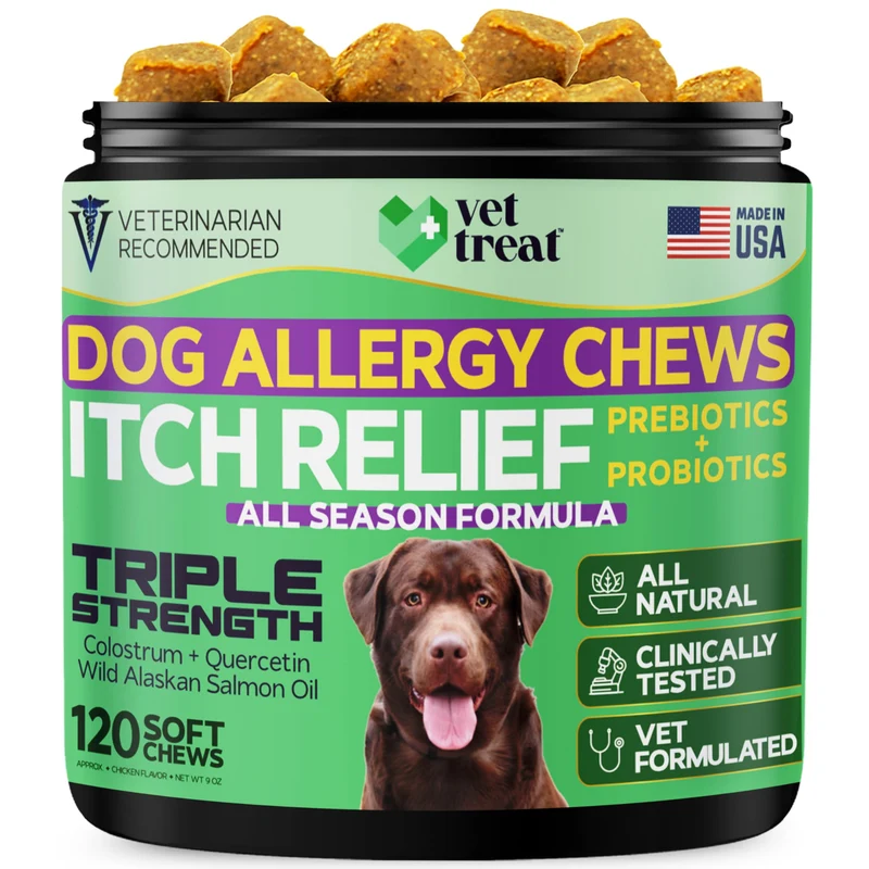 Vet Treat – Friables Allergy pour Chiens | Démangeaisons, Peau saine, Omega-3 & Probiotiques – États-Unis