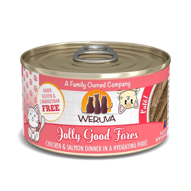 Weruva Nourriture humide pour chat – Pâté Jolly Good Fares au poulet et saumon, boîte 3 oz, lot de 12