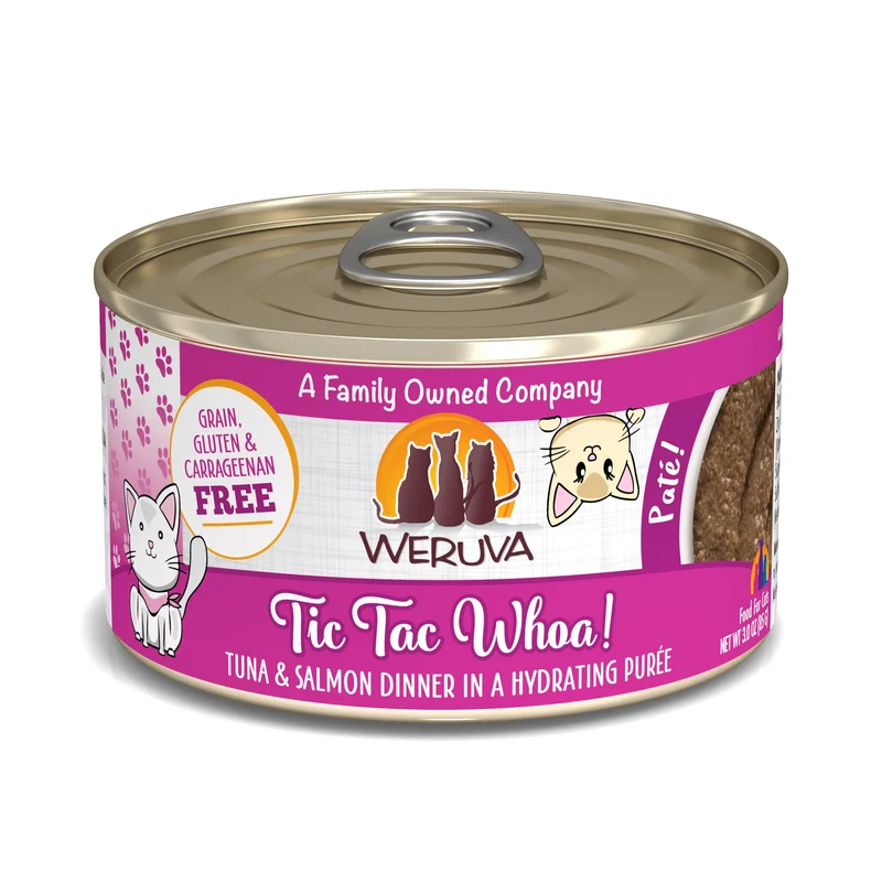 Weruva Tic Tac Whoa Pâté Thon et Saumon – Boîtes 3oz, Lot de 12