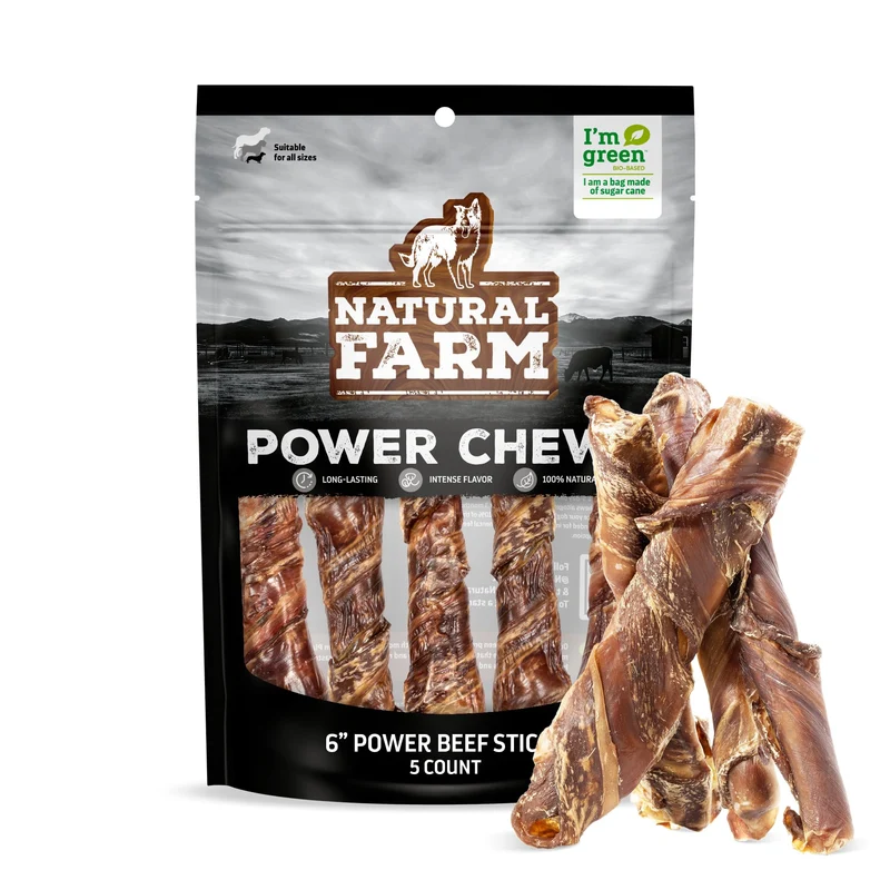 Natural Farm Bâtonnets Boeuf Puissance 2-en-1 pour Chiens – 5x6 po