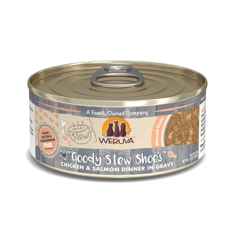 Weruva Classic Cat Stews — Goody Stew Shoes au Poulet et Saumon en Sauce, 5,5 oz (lot de 8)
