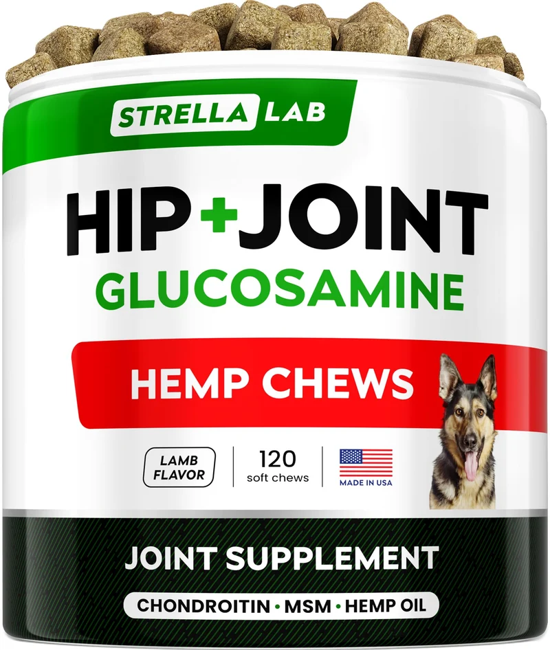STRELLALAB Friandises articulations chien au chanvre et glucosamine, agneau, 120 ct