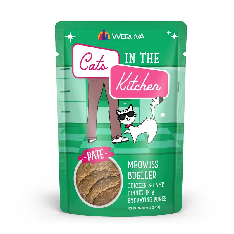 Weruva Cats in The Kitchen Slide N' Serve Pâté Sans Céréales Meowiss Bueller – Sachets 3oz (Lot de 12)