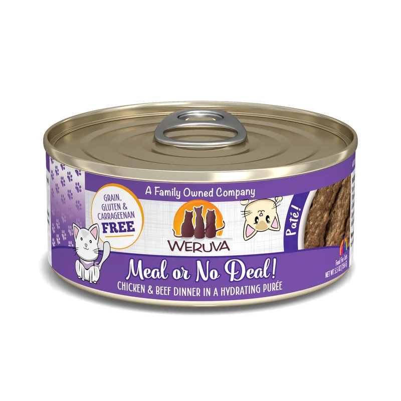 Weruva – Nourriture humide pour chat, pâté de poulet et bœuf, boîte de 156 g, pack de 8
