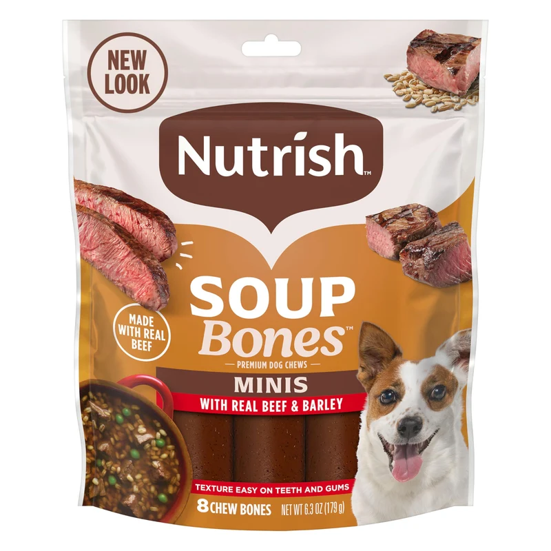 Nutrish Soup Bones Minis Premium – Friandises sans cuir (boeuf & orge), 7 sachets
