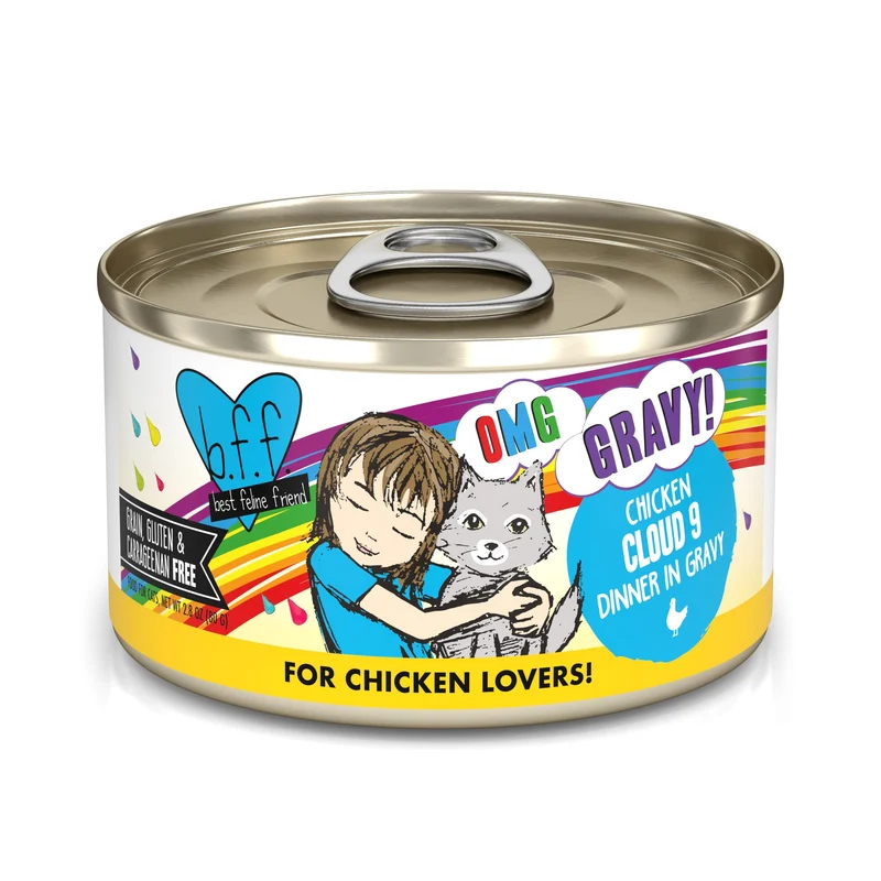 Weruva B.F.F. OMG - Meilleur Ami Félin Oh My Gravy!, Cloud Nine au Poulet en Sauce, Boîte de 80 g (Pack de 12)