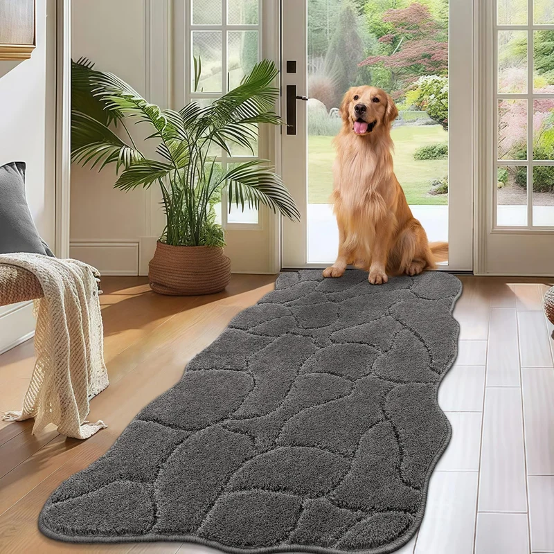 BSICPRO Tapis porte-chien 22x47 cm Gris – Absorbant, Antidérapant, Lavable