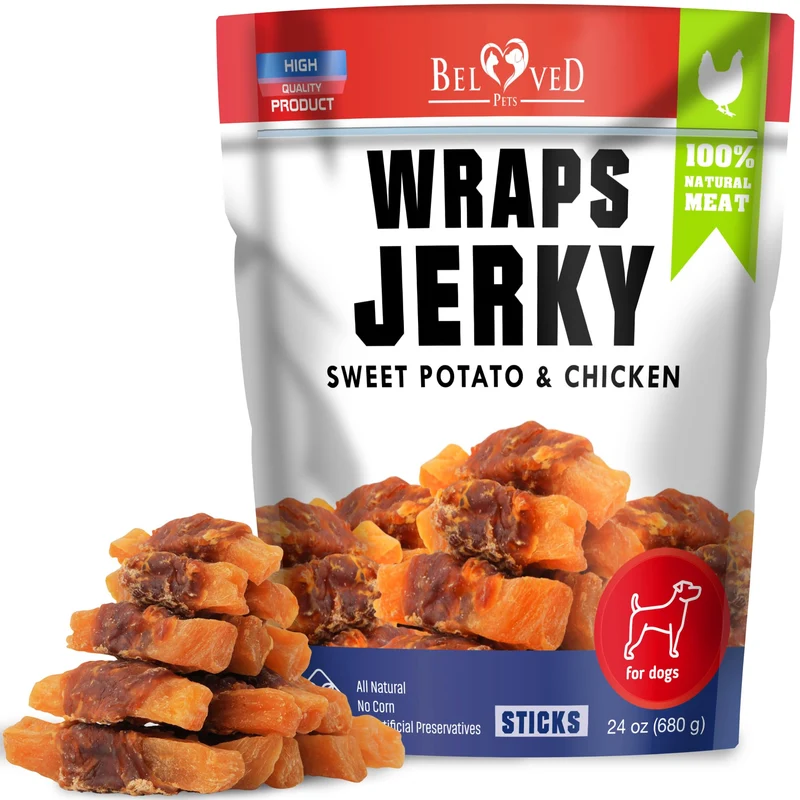Beloved Pets — Wraps Patate Douce et Poulet Sans Cereales, Qualité Humaine, Proteines Elevées | 24 oz