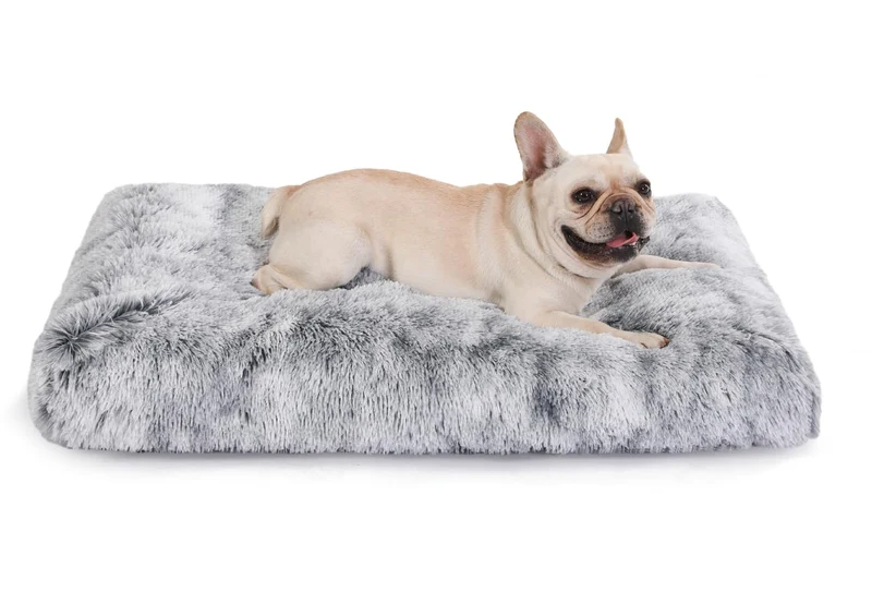 Bedfolks Coussin Imperméable pour Cage de Chien – Peluche Douce, Housse Lavable 29x21, Gris Foncé