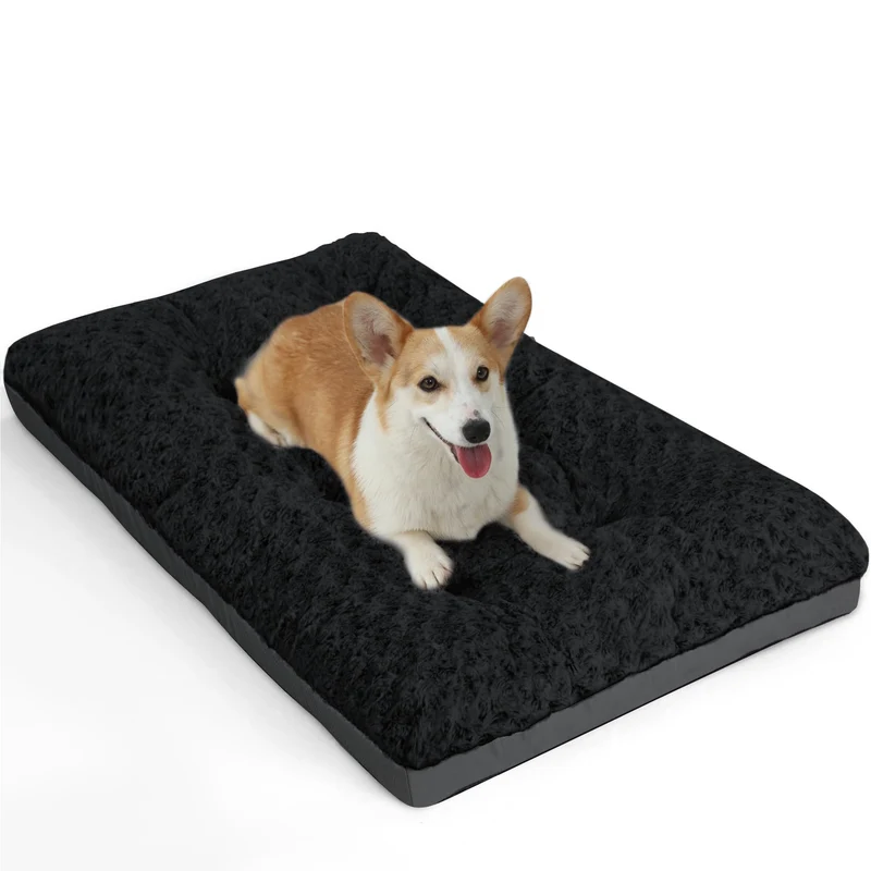 POCBLUE Lit pour Chien Moyen – Coussin de Cage Lavable 29 x 19 po, Noir