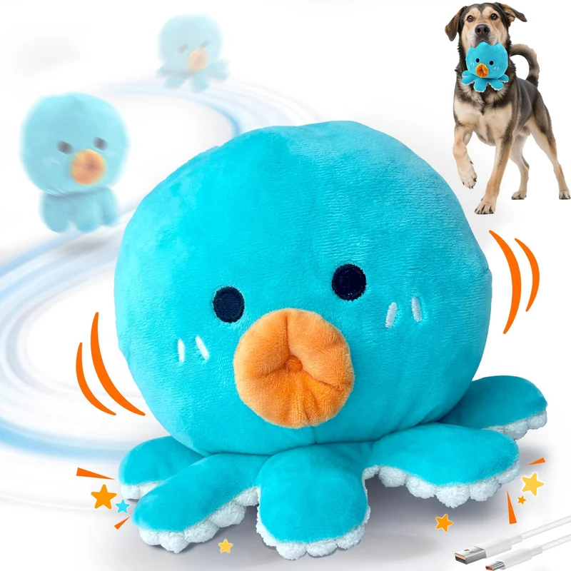 Hanarook Octopus Interactif – Jouet pour chien, version améliorée, balle qui rebondit avec musique et mode silencieux