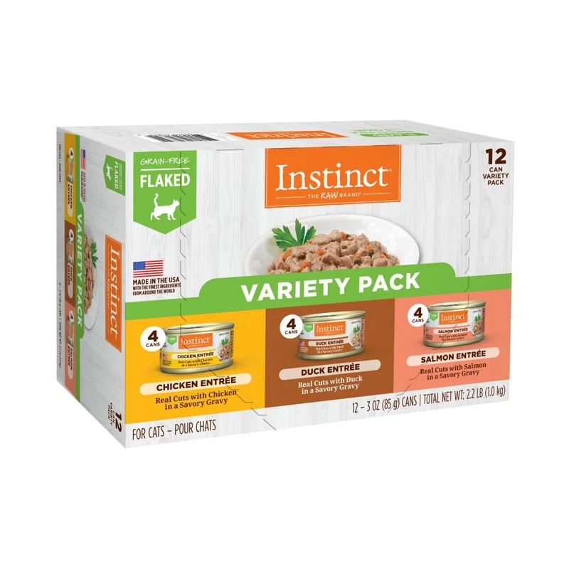Instinct Entrée en Flocons – Aliment Humide pour Chat, Variété (3 oz, Pack de 12)