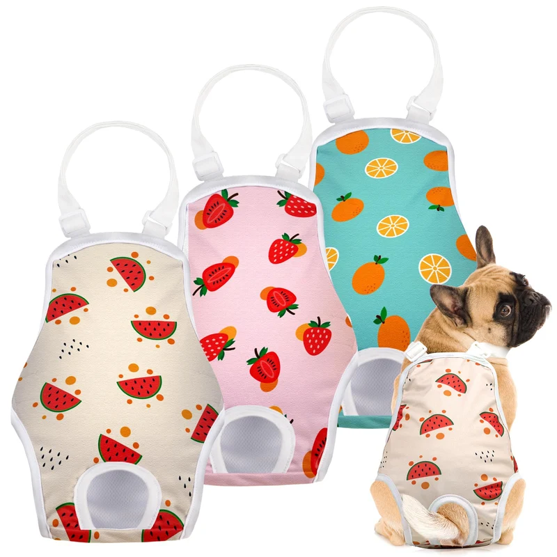 Jollywoods 3 Pack Couches-Chien Féminelles Réutilisables avec Bretelles Ajustables – Absorbantes et Étanches