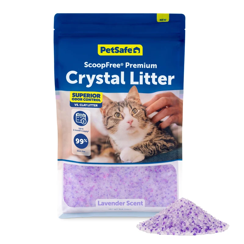 PetSafe ScoopFree Premium Cristaux de Litière - Absorbants Ultra, Odeurs Maîtrisées, Lavande - Sac 3,6 kg