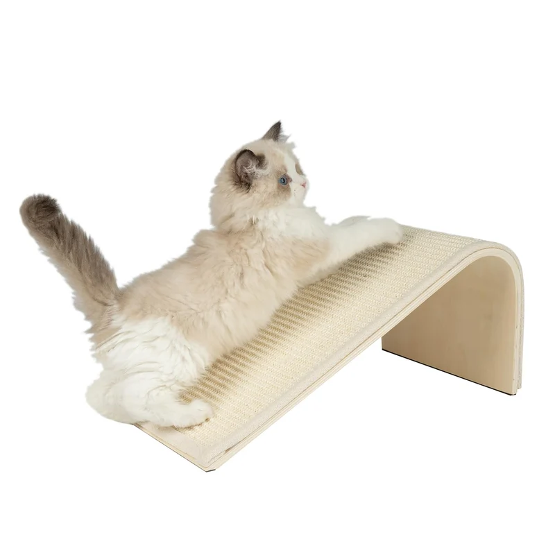 Best Pet Supplies Catify Griffoir interactif pour chat – Poteaux et tapis en sisal, rampe crème 15 x 9