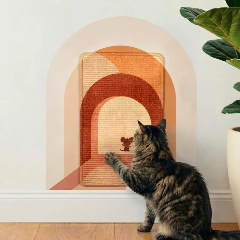 Catopiia Grattoir Mural Vertical – Grattoir pour Chats en Sisal avec Décal Art (Amovible)