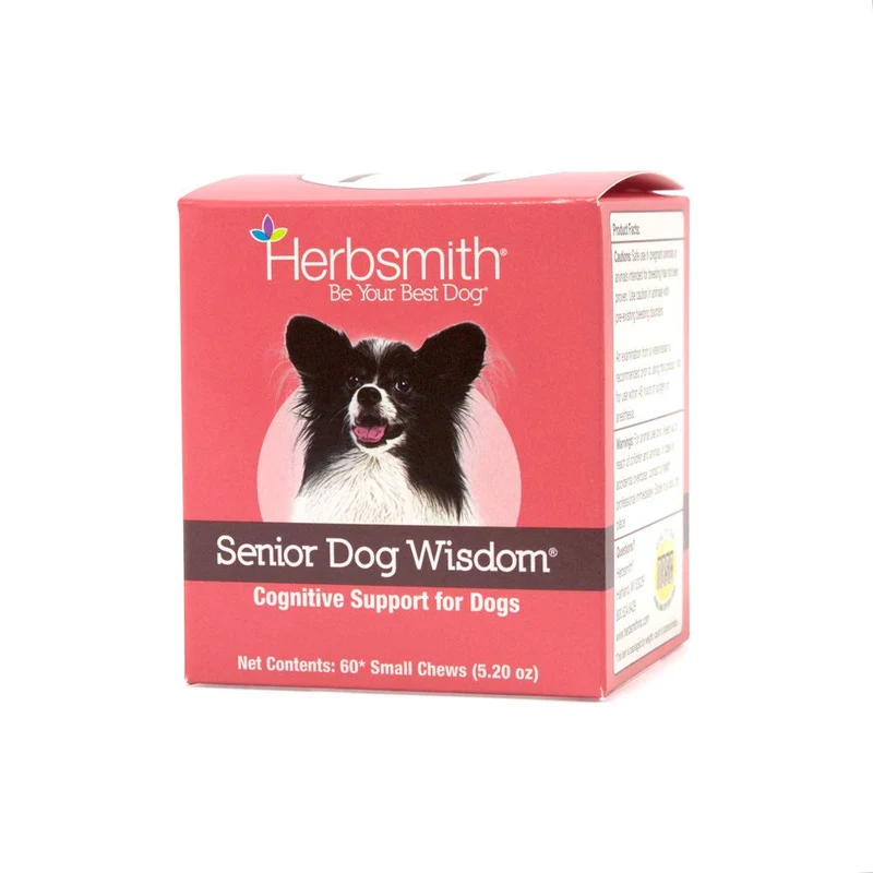 Herbsmith Senior Dog Wisdom – Supplément cérébral pour chien âgé — DHA et nutraceutiques – 60 bouchées