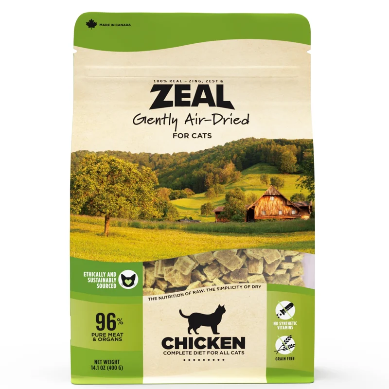 ZEAL Canada – Nourriture pour chat séchée à l’air au poulet | Protéines élevées, superaliments naturels, sans céréales, complète et équilibrée (poulet, 14,1 oz)