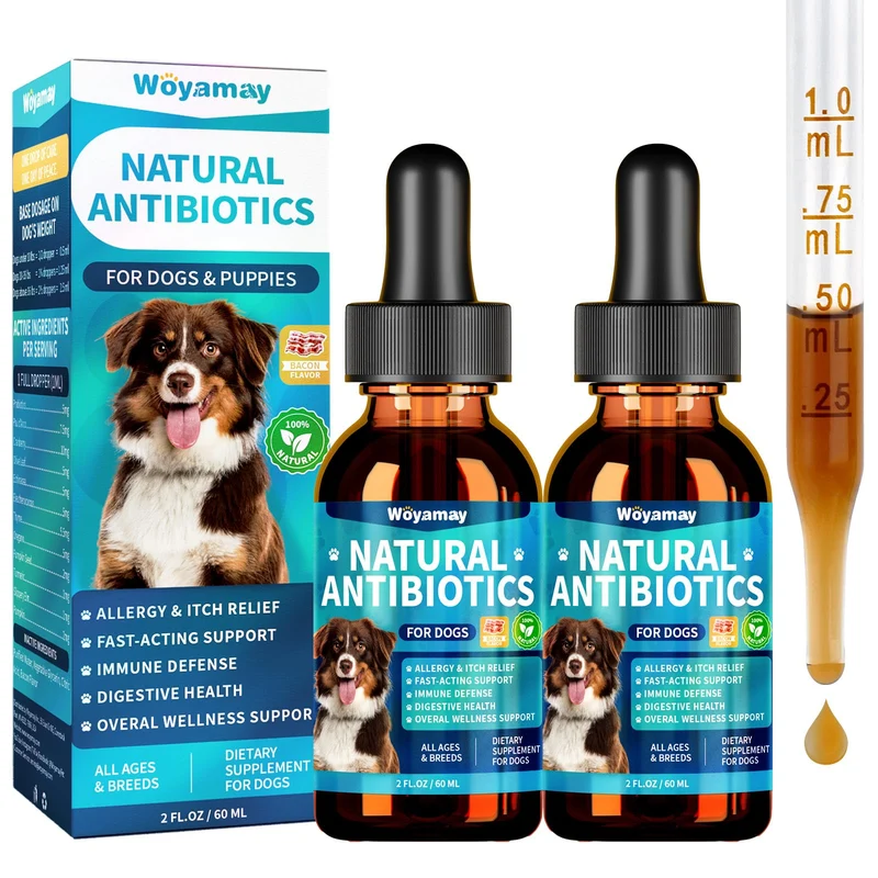 Woyamay — Antibiotiques naturels pour chiens | Soulagement potentiel des allergies, démangeaisons et toux | Soin peau et pelage, 118 ml