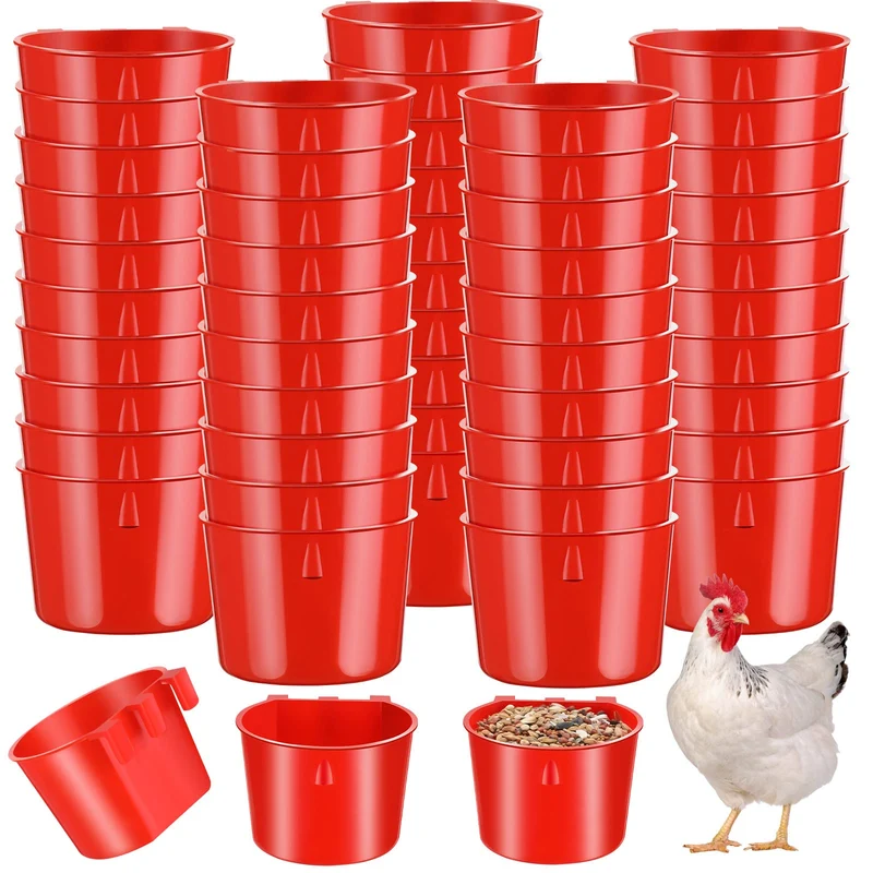 Sumind – 60 Coupes de Cage Rouges (8 oz) – Mangeoires et Abreuvoirs, à Suspendre