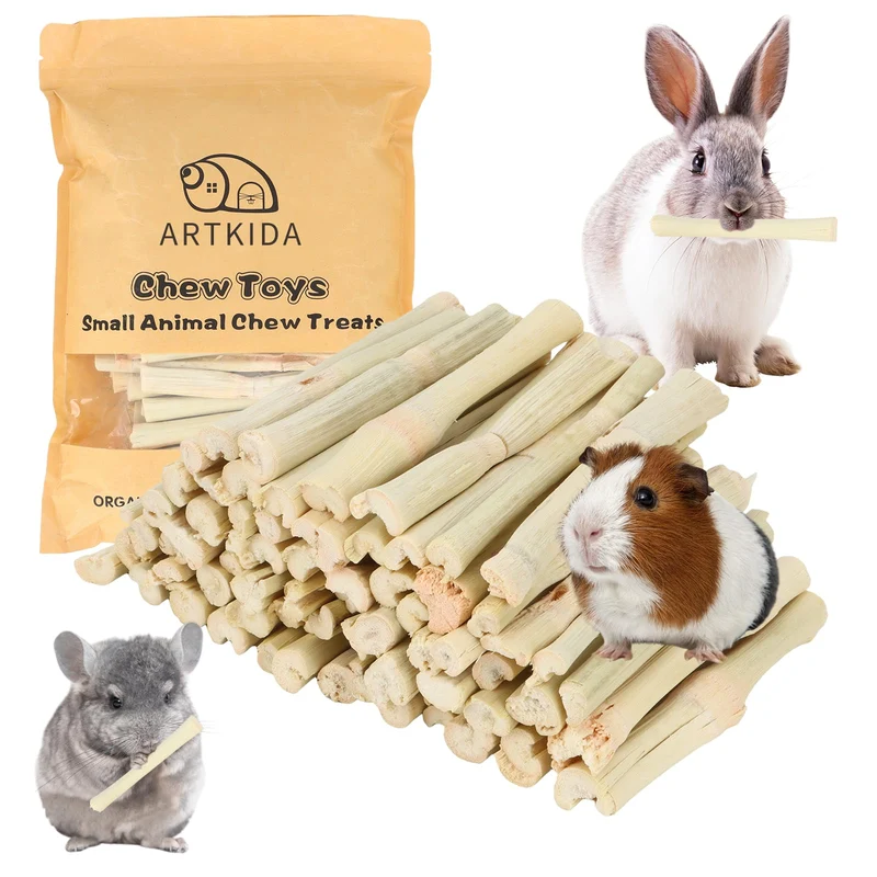 ARTKIDA Bâtonnets de Bambou Doux — 2,7 lb, Friandises Naturelles et Jeux de Grignotage pour Petits Animaux