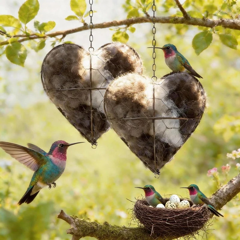 WesGen Nid-Cœur Réutilisable pour Oiseaux — Abri d'Hiver et Décoration Jardin