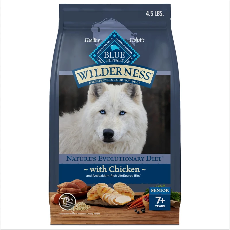 Blue Buffalo Wilderness Senior – Croquettes au poulet riches en protéines, USA – Sac 4,5 lb