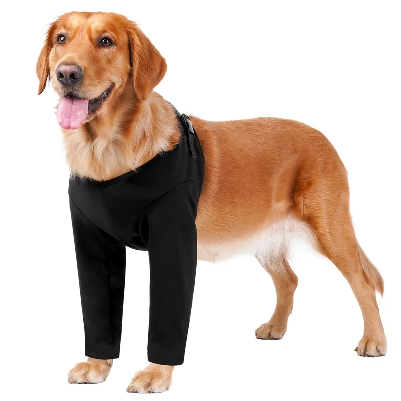 BARKLESS – Combinaison de récupération pour chien, manches pattes avant respirantes, alternative au cône (Noir, XL)