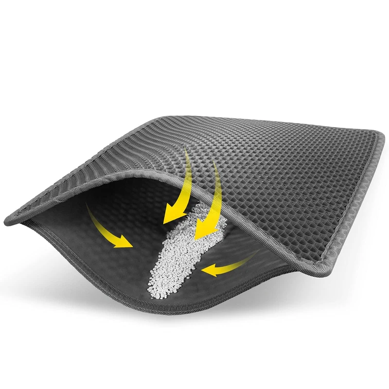 LeToo Tapis Litière Chat 30x24 – Étanche, Lavable, EVA Sans Phtalates, Anti-Tracking Gris