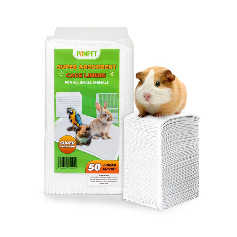 POMPET – Revêtement jetable de cage 14 po x 18 po (50 pièces) pour cobayes, lapins et petits animaux