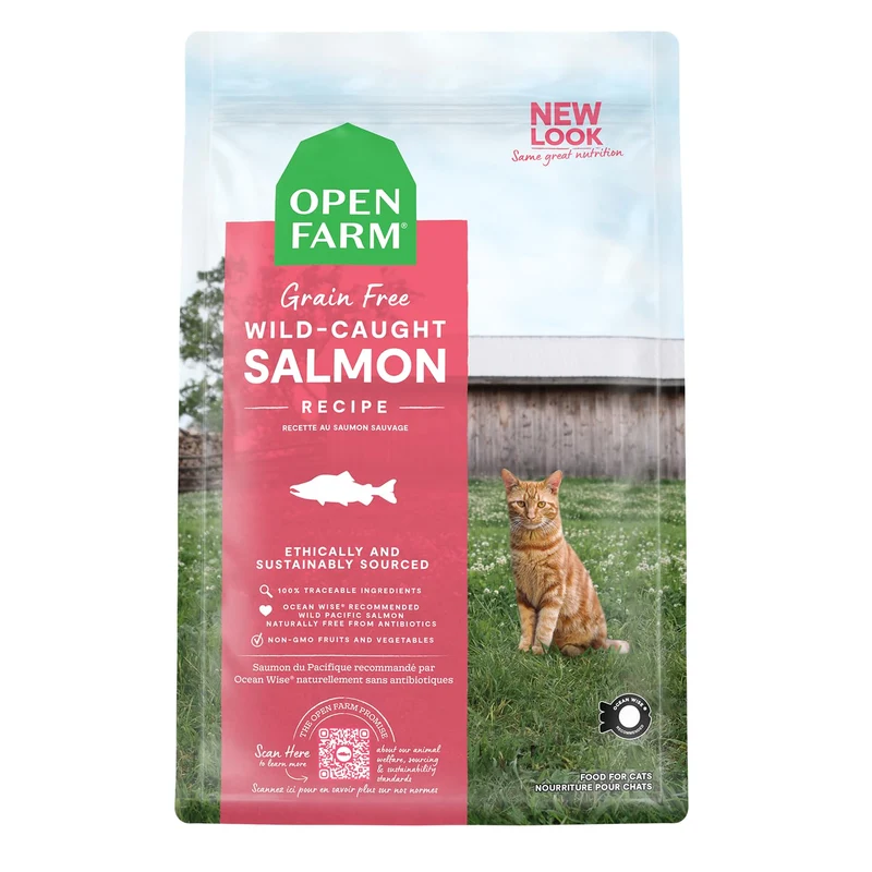 Open Farm Croquettes au saumon sauvage sans céréales pour chat — 2 livres, origine traçable
