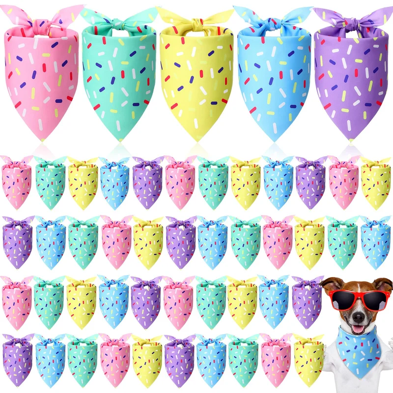 Sanwuta 50 Bandanas Chien Anniversaire – Pastel, 5 Styles | Accessoires Fête et Photo