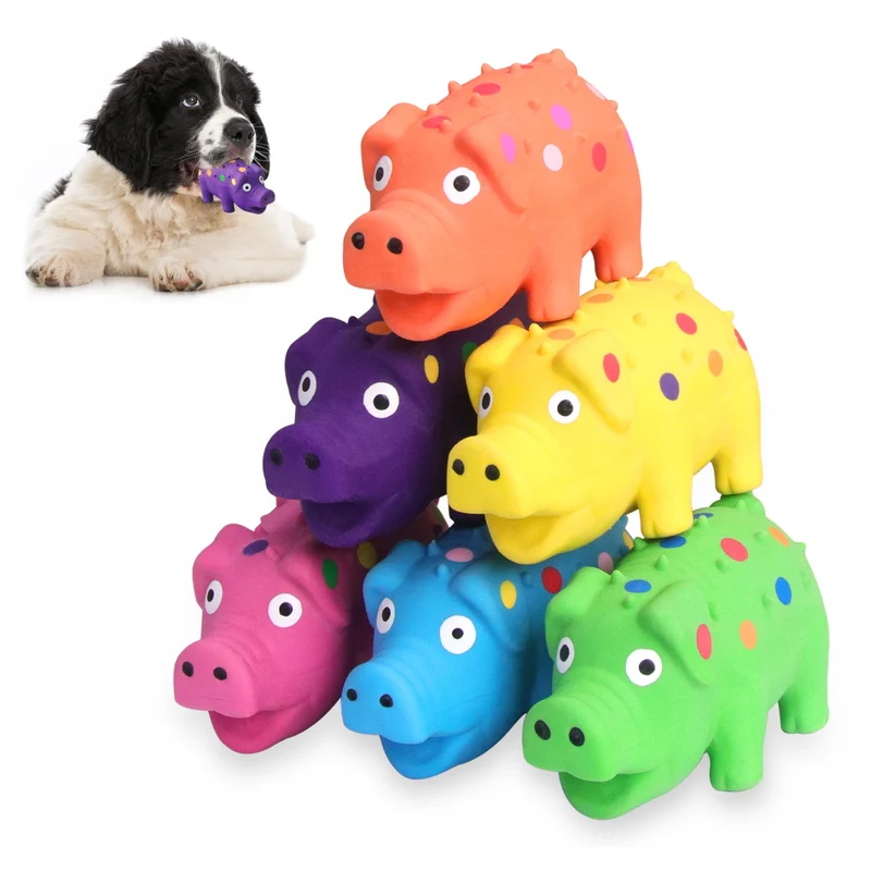LLSPET 6 pièces: Cochons Sifflets en Latex — Jouets Colorés pour Chiots et Chiens Moyens