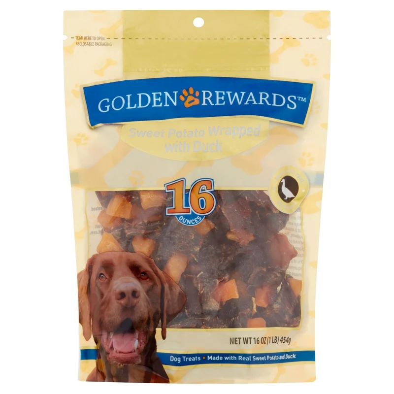 Golden Rewards Friandise pour chien — Patate douce enrobée de canard, 16 oz