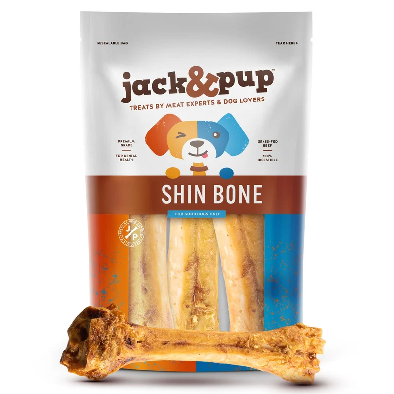 Jack&Pup Os de Bœuf Rôti – Os à Mâcher Longs 8–11 po, Gourmet Naturel Saveur Bœuf Fumé (3 Pack)