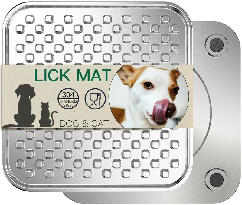 Techphardo Tapis Lèche Inox 304 – Grand Format, Résistant à la Mastication, Alimentation lente, Anti-Dérapant, Lavable au Lave-Vaisselle