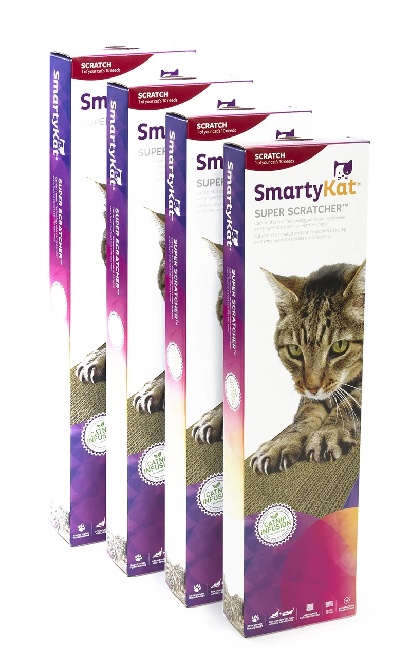 SmartyKat Super Scratcher – Grattoir large en carton recyclé avec infusion d’herbe à chat