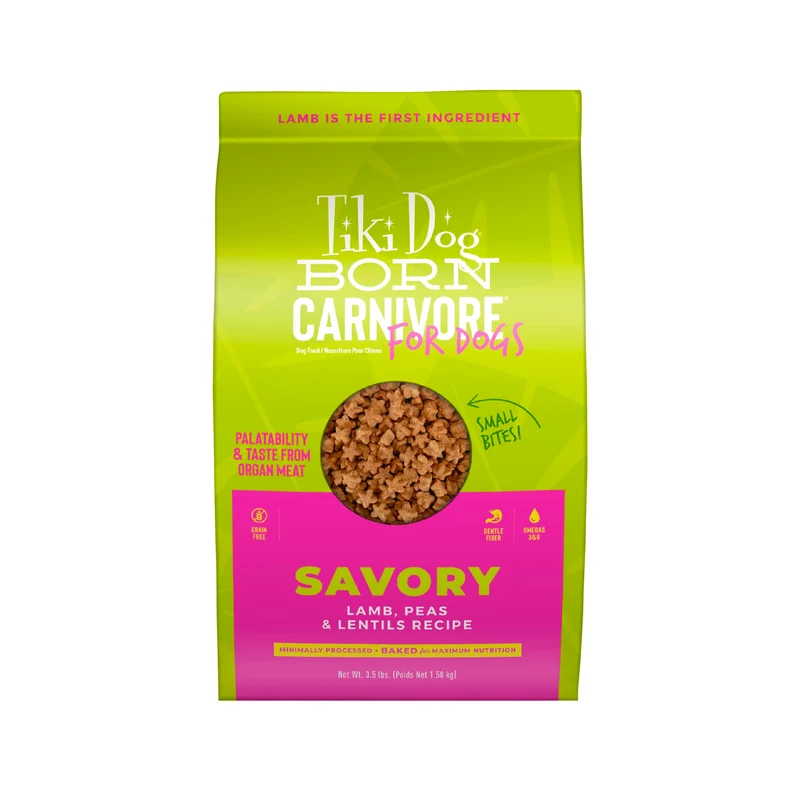 Tiki Dog Born Carnivore – Agneau, Pois & Lentilles, Sans Céréales, Croquettes pour Chiens Adultes, 3,5 lb | TIKI PETS
