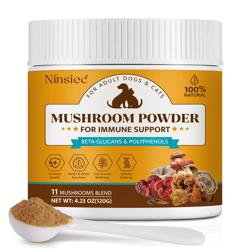Ninsiec Poudre de Champignons pour Chiens et Chats — Complexe Bio de 11 Champignons
