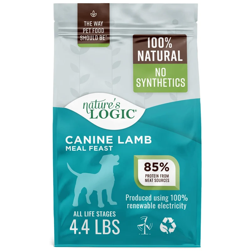 Nature's Logic Croquettes Chien – 100% Naturelles, Sans Syntétiques – Pour Tous Âges et Tailles – Protéines Élevées – Lamb Meal Feast 4,4 lb