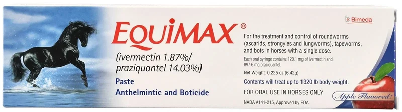 Equimax Pâte Déparasitaire pour Chevaux – 14.03 Praziquantel / 1.87 Ivermectin