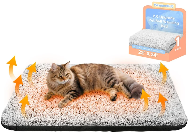 WanpeeGoo lit chauffant pour animaux – Tapis auto-chauffant 2.0 Gris 22x34