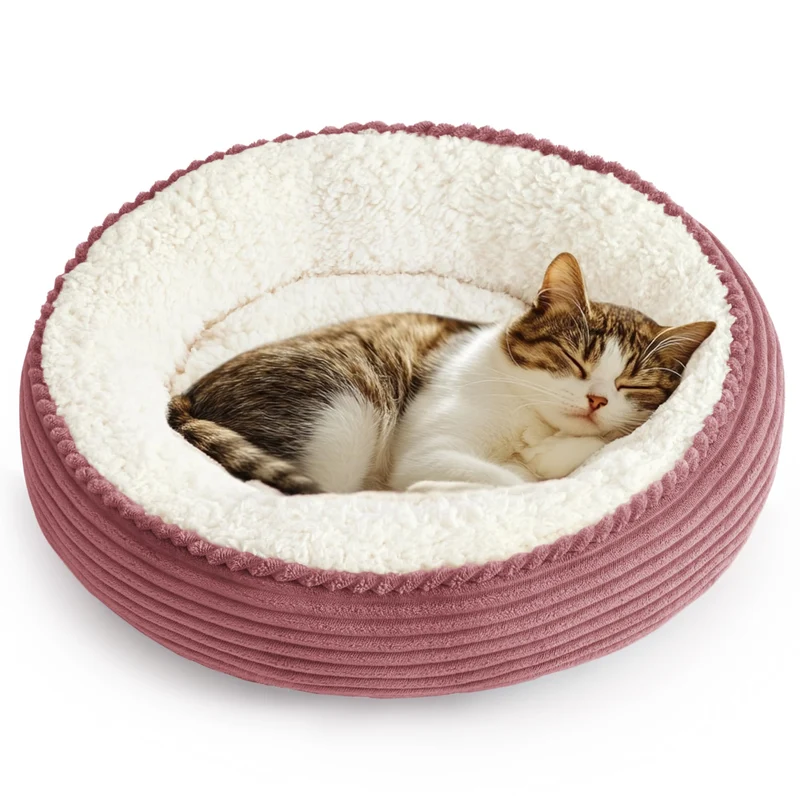 Love's cabin Coussin rond en forme de donut – 20 po pour chats et petits chiens