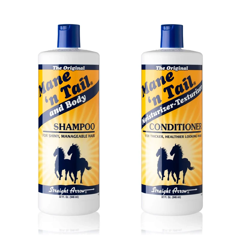 Combo Shampoing et Après-Shampoing Mane 'N Tail – 32onces chacun, pour chevaux et humains, nettoyage et soin en profondeur