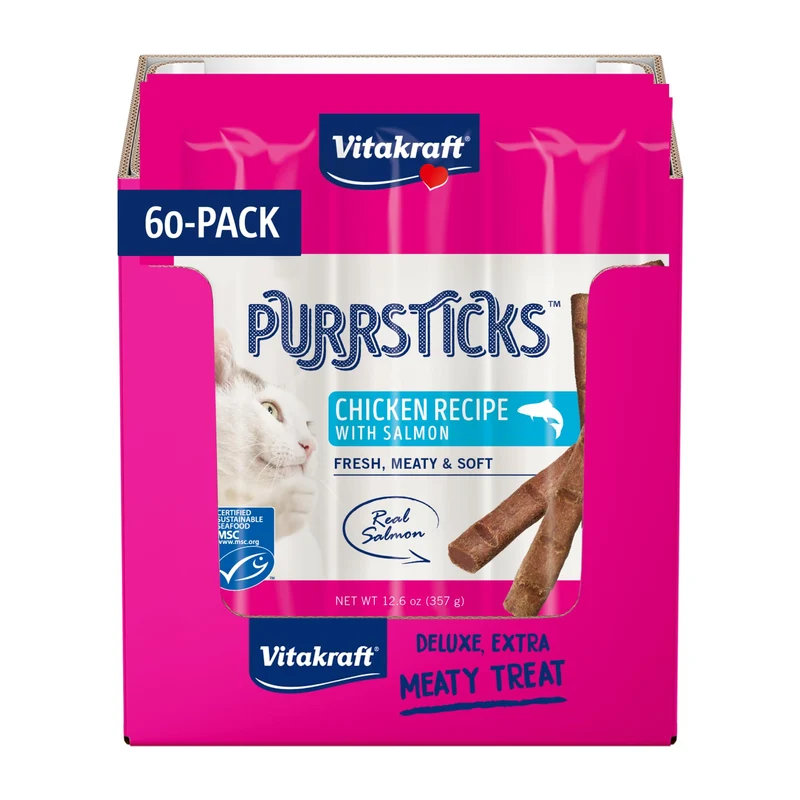 Vitakraft Purrsticks Saumon – Lot de 60 Bâtonnets pour Chats