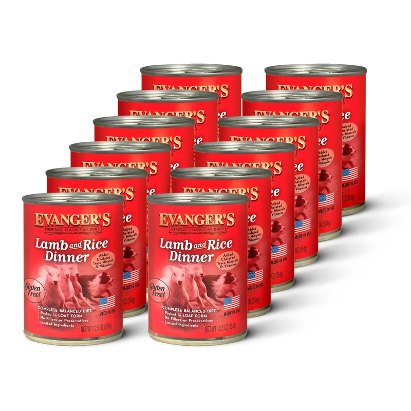 Evanger's Heritage Classic – Nourriture humide pour chien Agneau et Riz, Sans gluten ni céréales, Tous les stades