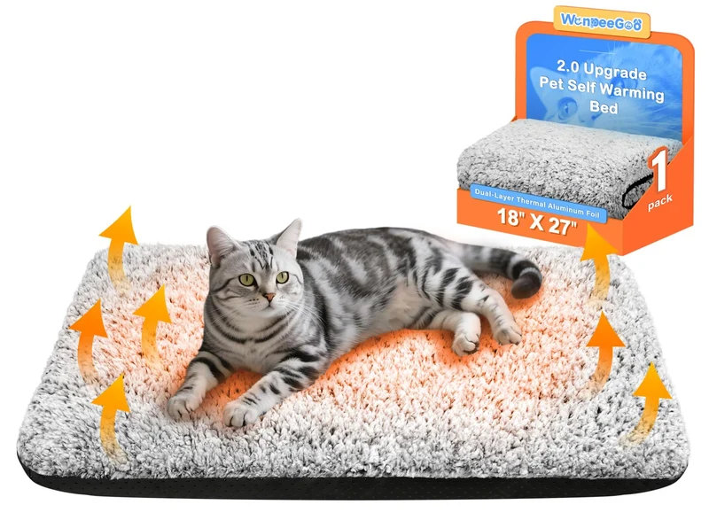WanpeeGoo Tapis Chauffant Auto 2.0 pour Chats et Chiens, Gris, 18x27