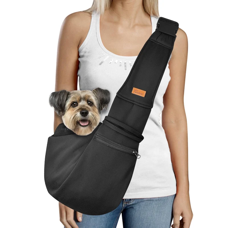 CUBY Sling Porte-Chien et Chat – Petite Taille, Transport Mains Libres et Poche Zip