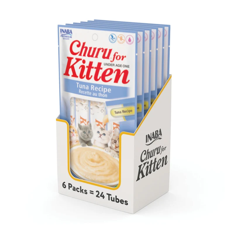 INABA Churu pour Chatons – Purée Crèmeuse au Thon avec DHA, Taurine et Vitamine E, 24 Tubes